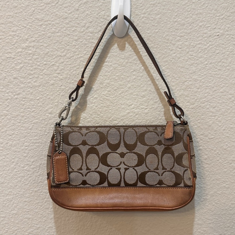 Coach 6094 Beige Signature Canvas Leather Shoulder Hand Demi Mini Bag Soho Y2K